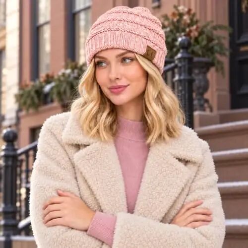 C.C Trendy Warm Chunky Soft Stretch Cable Knit Beanie - C.C (1)