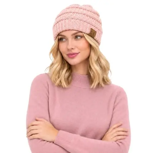 C.C Trendy Warm Chunky Soft Stretch Cable Knit Beanie - 1