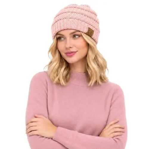 C.C Trendy Warm Chunky Soft Stretch Cable Knit Beanie - C.C