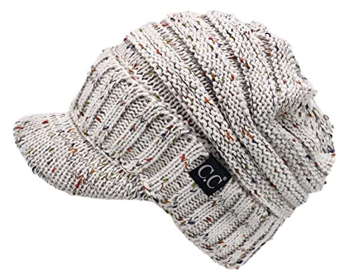 C.C Trendy Warm Oversized Chunky Soft Oversized Ribbed Slouchy Knit Hat with Visor Brim - 1