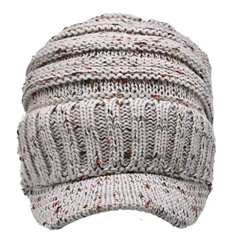 C.C Trendy Warm Oversized Chunky Soft Oversized Ribbed Slouchy Knit Hat with Visor Brim - 4