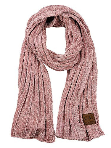 C.C Women's Ultra Soft Chenille Ribbed Thick Warm Knit Shawl Wrap Scarf - 1