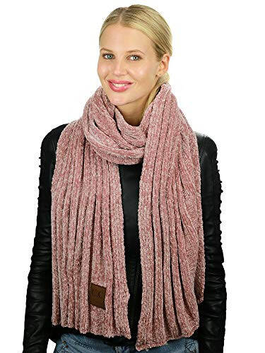 C.C Women's Ultra Soft Chenille Ribbed Thick Warm Knit Shawl Wrap Scarf - 6