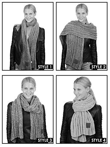 C.C Women's Ultra Soft Chenille Ribbed Thick Warm Knit Shawl Wrap Scarf - 7