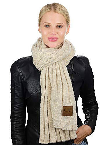 C.C Women's Ultra Soft Chenille Ribbed Thick Warm Knit Shawl Wrap Scarf - 3