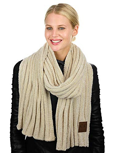 C.C Women's Ultra Soft Chenille Ribbed Thick Warm Knit Shawl Wrap Scarf - 4