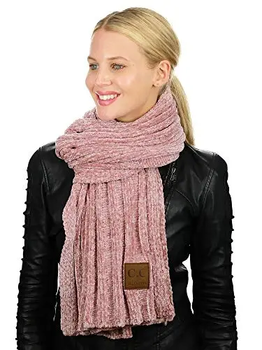 C.C Women's Ultra Soft Chenille Ribbed Thick Warm Knit Shawl Wrap Scarf - C.C (1)