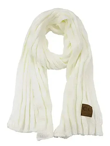 C.C Women's Ultra Soft Chenille Ribbed Thick Warm Knit Shawl Wrap Scarf - MODAZONE