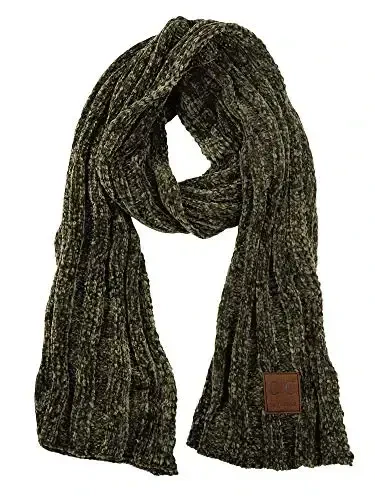 C.C Women's Ultra Soft Chenille Ribbed Thick Warm Knit Shawl Wrap Scarf - MODAZONE