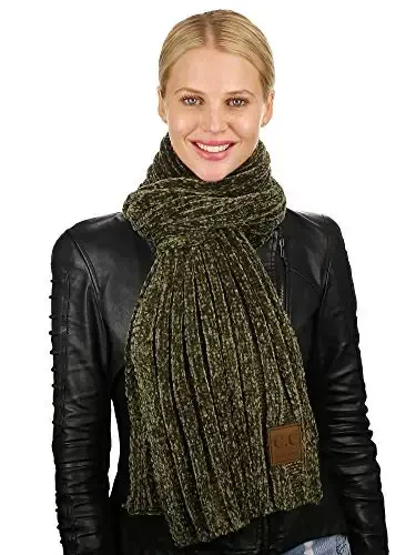 C.C Women's Ultra Soft Chenille Ribbed Thick Warm Knit Shawl Wrap Scarf - 2