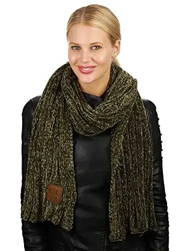 C.C Women's Ultra Soft Chenille Ribbed Thick Warm Knit Shawl Wrap Scarf - 3