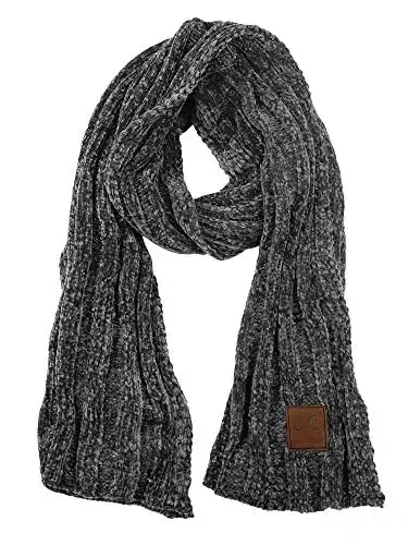 C.C Women's Ultra Soft Chenille Ribbed Thick Warm Knit Shawl Wrap Scarf - MODAZONE
