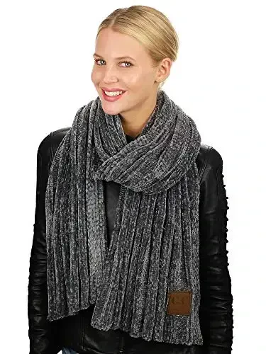 C.C Women's Ultra Soft Chenille Ribbed Thick Warm Knit Shawl Wrap Scarf - 3