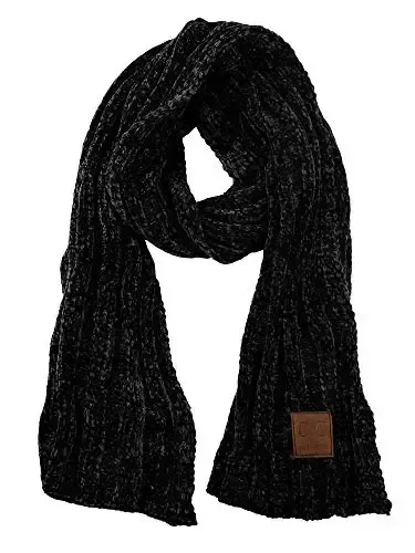 C.C Women's Ultra Soft Chenille Ribbed Thick Warm Knit Shawl Wrap Scarf - C.C