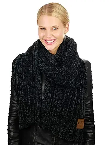 C.C Women's Ultra Soft Chenille Ribbed Thick Warm Knit Shawl Wrap Scarf - 3