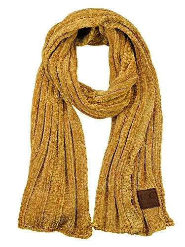 C.C Women's Ultra Soft Chenille Ribbed Thick Warm Knit Shawl Wrap Scarf - C.C