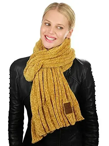 C.C Women's Ultra Soft Chenille Ribbed Thick Warm Knit Shawl Wrap Scarf - 2