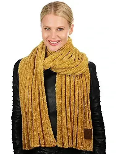 C.C Women's Ultra Soft Chenille Ribbed Thick Warm Knit Shawl Wrap Scarf - 3