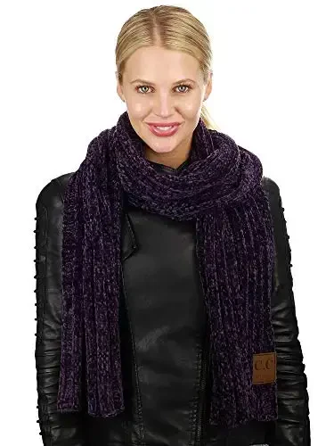 C.C Women's Ultra Soft Chenille Ribbed Thick Warm Knit Shawl Wrap Scarf - 3