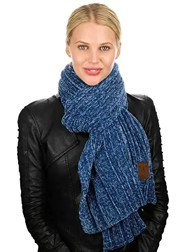 C.C Women's Ultra Soft Chenille Ribbed Thick Warm Knit Shawl Wrap Scarf - C.C (1)