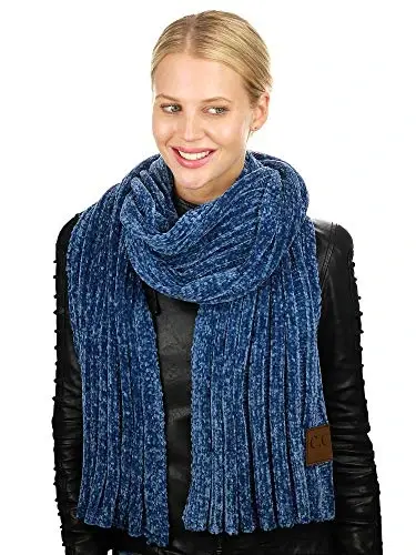 C.C Women's Ultra Soft Chenille Ribbed Thick Warm Knit Shawl Wrap Scarf - 3