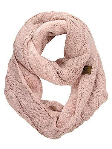 C.C Women's Winter Cable Knit Sherpa Lined Warm Infinity Pullover Scarf - 1