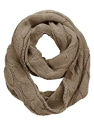 C.C Women's Winter Cable Knit Sherpa Lined Warm Infinity Pullover Scarf - 1