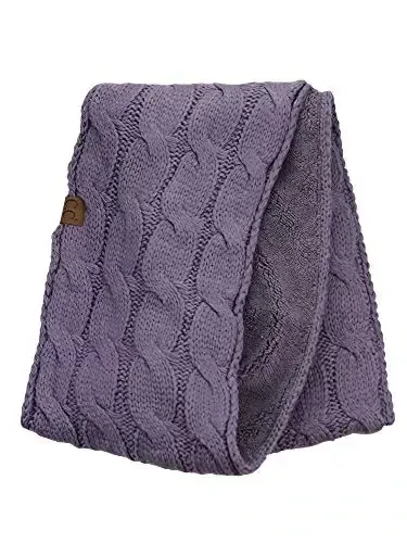 C.C Women's Winter Cable Knit Sherpa Lined Warm Infinity Pullover Scarf - 4