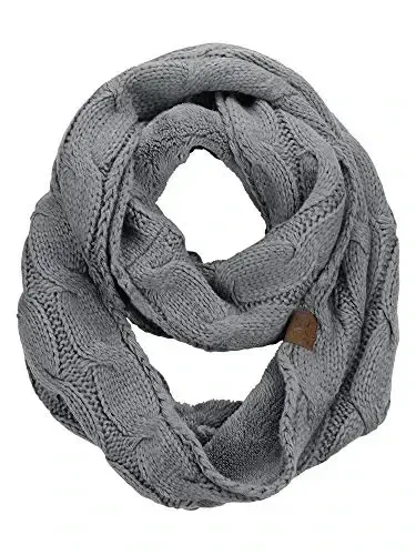 C.C Women's Winter Cable Knit Sherpa Lined Warm Infinity Pullover Scarf - 1
