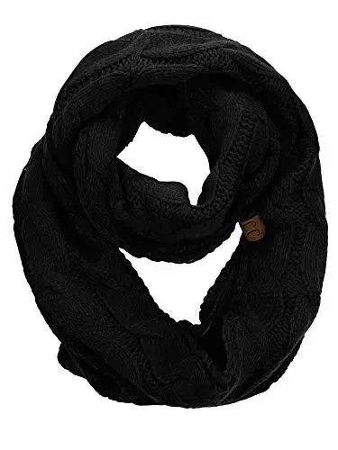 C.C Women's Winter Cable Knit Sherpa Lined Warm Infinity Pullover Scarf - 1