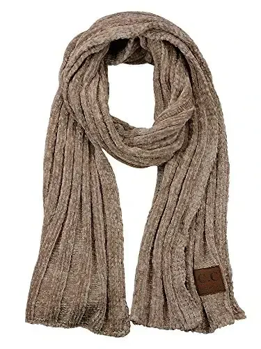 C.C Women's Ultra Soft Chenille Ribbed Thick Warm Knit Shawl Wrap Scarf - MODAZONE