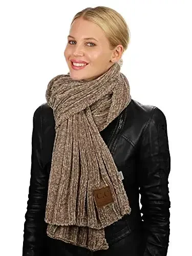 C.C Women's Ultra Soft Chenille Ribbed Thick Warm Knit Shawl Wrap Scarf - MODAZONE (1)