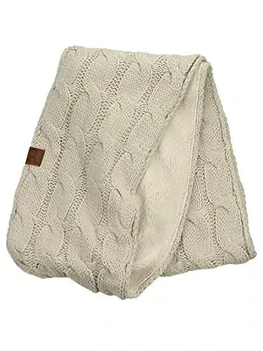 C.C Женский зимний вязаный кабель Шерпа подкладка Теплый бесконечный пуловер шарф - 4