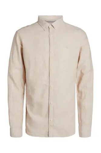 Ccmaze Linen Long Sleeve Plain Color Shirt - 1