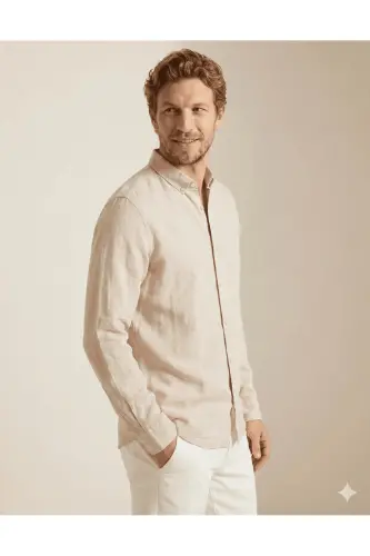 Ccmaze Linen Long Sleeve Plain Color Shirt - 4