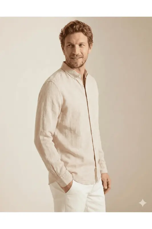 Ccmaze Linen Long Sleeve Plain Color Shirt - 4