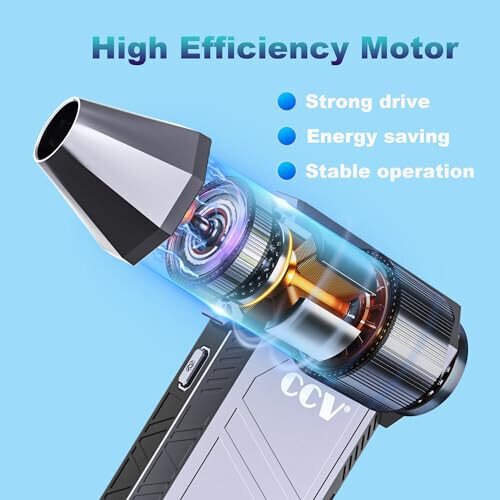 CCV Compressed Air Duster - 150000RPM Electric Air Duster for Cleaning Keyboard&PC 3 Gears Adjustable Rechargeable Cordless Jet Dry Blower Air Blower for Car and Home (F33-Pearl Blue) - 7