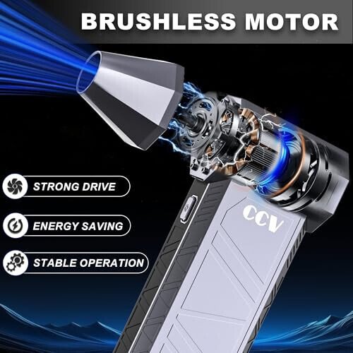 CCV Compressed Air Duster - 150000RPM Electric Air Duster for Cleaning Keyboard&PC 3 Gears Adjustable Rechargeable Cordless Jet Dry Blower Air Blower for Car and Home (F33-Pearl Blue) - 3