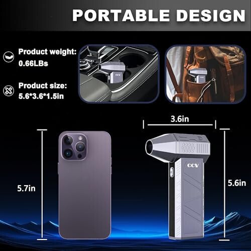 CCV Compressed Air Duster - 150000RPM Electric Air Duster for Cleaning Keyboard&PC 3 Gears Adjustable Rechargeable Cordless Jet Dry Blower Air Blower for Car and Home (F33-Pearl Blue) - 6