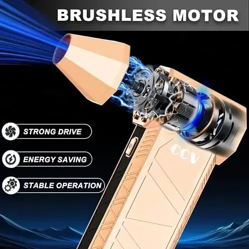CCV Compressed Air Duster - 150000RPM Electric Air Duster for Cleaning Keyboard&PC 3 Gears Adjustable Rechargeable Cordless Jet Dry Blower Air Blower for Car and Home (F33-GOLD) - 3
