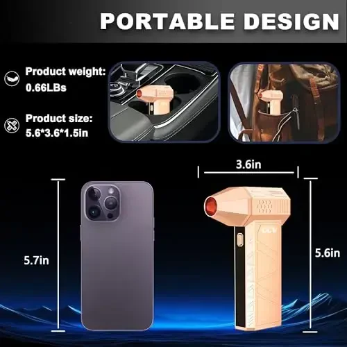 CCV Compressed Air Duster - 150000RPM Electric Air Duster for Cleaning Keyboard&PC 3 Gears Adjustable Rechargeable Cordless Jet Dry Blower Air Blower for Car and Home (F33-GOLD) - 6