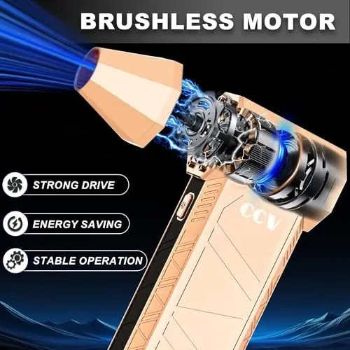 CCV Compressed Air Duster - 150000RPM Electric Air Duster for Cleaning Keyboard&PC 3 Gears Adjustable Rechargeable Cordless Jet Dry Blower Air Blower for Car and Home (F33-GOLD) - 3
