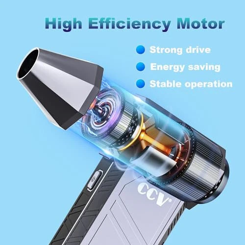 CCV Compressed Air Duster - 150000RPM Electric Air Duster for Cleaning Keyboard&PC 3 Gears Adjustable Rechargeable Cordless Jet Dry Blower Air Blower for Car and Home (F33-Pearl Blue) - 7