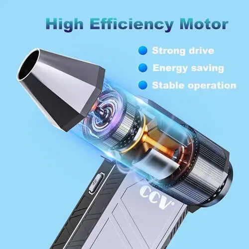 CCV Compressed Air Duster - 150000RPM Electric Air Duster for Cleaning Keyboard&PC 3 Gears Adjustable Rechargeable Cordless Jet Dry Blower Air Blower for Car and Home (F33-Pearl Blue) - 7