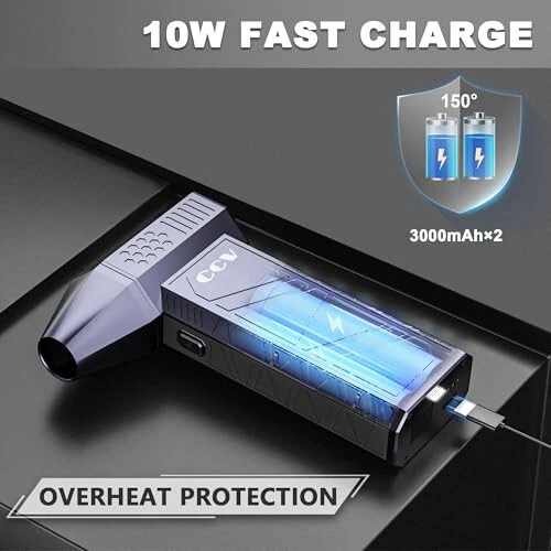 CCV Compressed Air Duster - 150000RPM Electric Air Duster for Cleaning Keyboard&PC 3 Gears Adjustable Rechargeable Cordless Jet Dry Blower Air Blower for Car and Home (F33-Pearl Blue) - 5