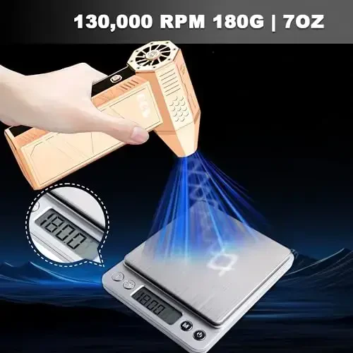 CCV Siqilgan havo tozalagich - Klaviatura va kompyuterni tozalash uchun 150000RPM elektr havo tozalagich 3 tishli sozlanishi qayta zaryadlanuvchi simsiz reaktiv quruq puflagich Avtomobil va uy uchun havo puflagichi (F33-GOLD) - 4