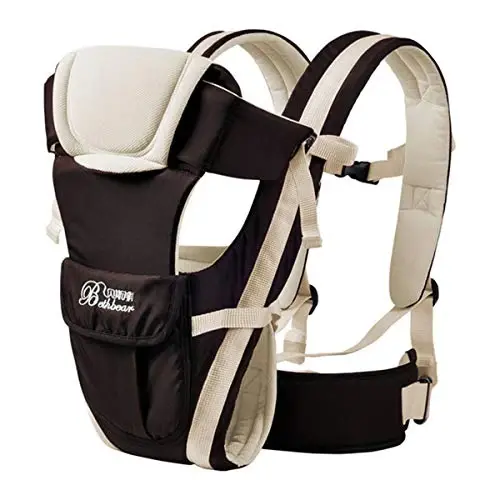 CdyBox Adjustable 4 Positions Baby Carrier 3D Backpack Infant Newborn Pouch Bag Wrap Soft Structured Ergonomic Sling Front Back (Khaki) - 2
