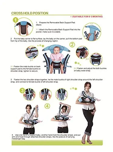 CdyBox Adjustable 4 Positions Baby Carrier 3D Backpack Infant Newborn Pouch Bag Wrap Soft Structured Ergonomic Sling Front Back (Khaki) - 3