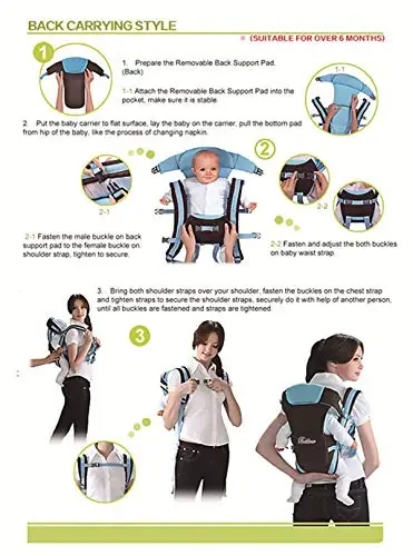 CdyBox Adjustable 4 Positions Baby Carrier 3D Backpack Infant Newborn Pouch Bag Wrap Soft Structured Ergonomic Sling Front Back (Khaki) - 5