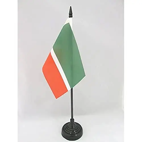 Chechen Republic Table Flag 4'' x 6'' - Chechnya Desk Flag 15 x 10 cm. - Black plastic stick and base - AZ FLAG - 1